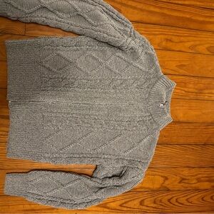 Gray Cable Knit zip up sweater
